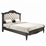 Кровать черная из массива бука с основанием и мягким изголовьем Black Provence варинант исполнения - 1 | Loft Concept в Нижнем Новгороде