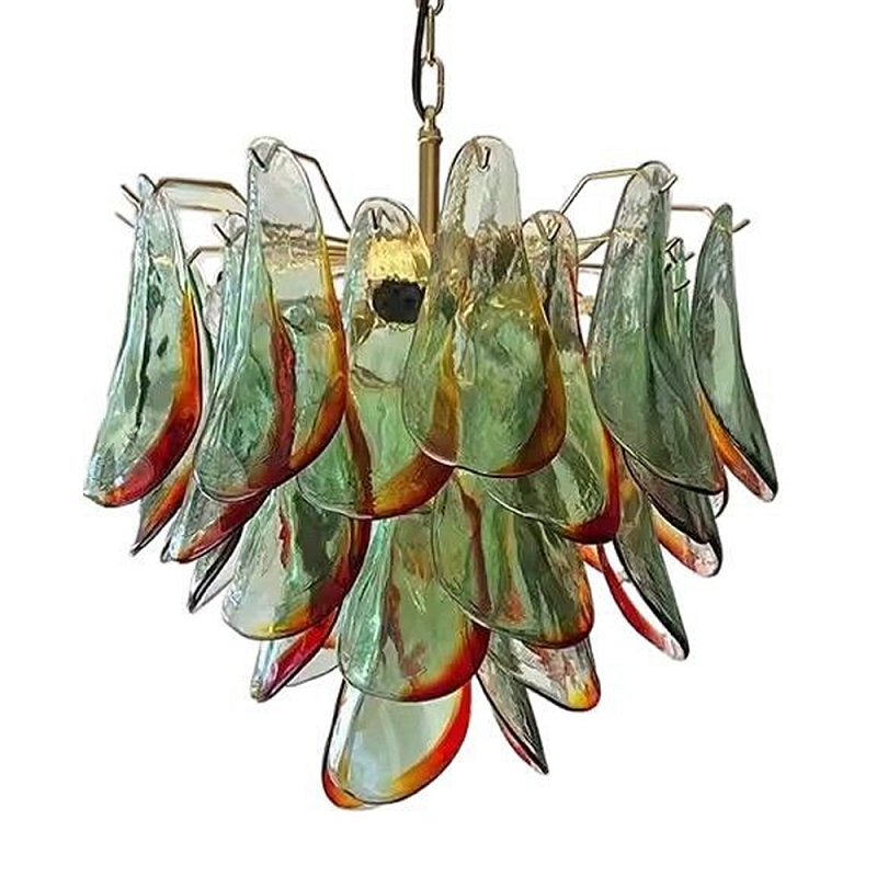 Люстра стеклянная с зелеными лепестками Green Leaf Fall Зеленый Латунь в Нижнем Новгороде | Loft Concept 