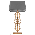 Настольная лампа на ажурном чугунном основании с тканевым серым абажуром Openwork Lamp варинант исполнения - 3 | Loft Concept в Нижнем Новгороде