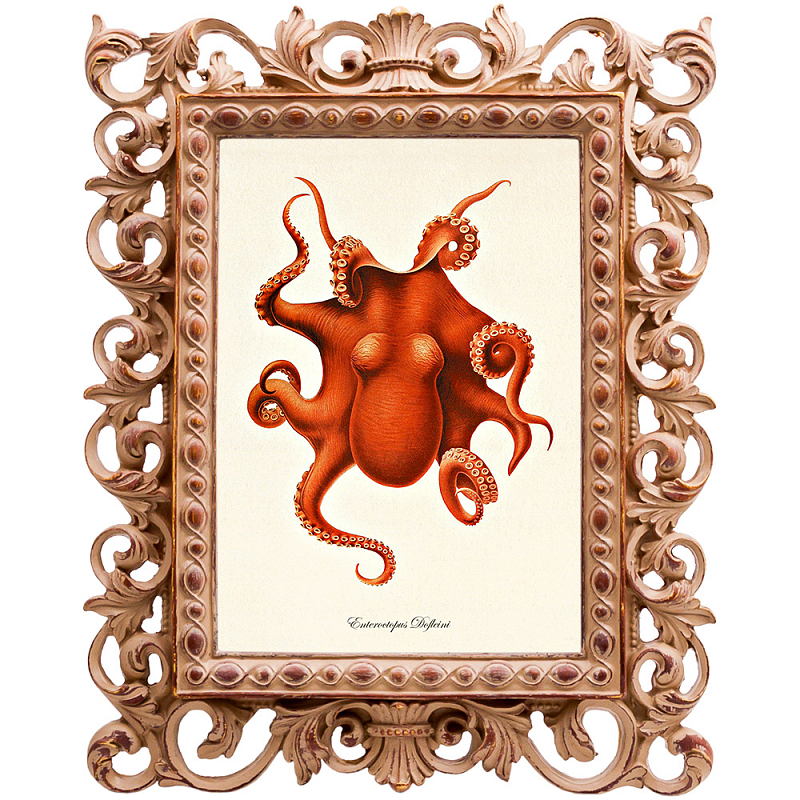 Постер Red Octopus Poster Бежевый Красный в Нижнем Новгороде | Loft Concept 