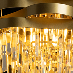 Люстра цвета матового золота с металлическими лентами и длинными прозрачными подвесками Gilded Waves варинант исполнения - 5 | Loft Concept в Нижнем Новгороде