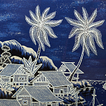 Картина ручная вышивка бисером Ночной пейзаж Night Boat Bay варинант исполнения - 3 | Loft Concept в Нижнем Новгороде