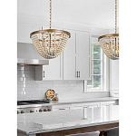 Люстра с подвесками в виде круглых деревянных белых бусин White Wooden Beads Chandelier варинант исполнения - 1 | Loft Concept в Нижнем Новгороде