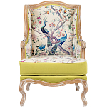 Кресло из натурального бука бежевое с изображением птиц и цветов Beige Green Chinoiserie Garden Armchair варинант исполнения - 1 | Loft Concept в Нижнем Новгороде