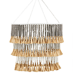 Люстра трехъярусная с декором из круглых деревянных бусин с кисточками Gray Brown Wooden Beads Chandelier варинант исполнения - 3 | Loft Concept в Нижнем Новгороде