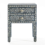 Тумбочка прикроватная White Pearl BEDSIDE CABINET 2 blue DRAWER варинант исполнения - 1 | Loft Concept в Нижнем Новгороде