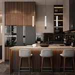 Подвесной светильник с узким цилиндрическим плафоном и черным металлическим декором Concrete Pipe варинант исполнения - 14 | Loft Concept в Нижнем Новгороде