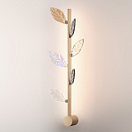 Бра с золотистой вертикальной трубкой и декоративными прозрачными листьями из стекла Sylva  варинант исполнения - 3 | Loft Concept в Нижнем Новгороде