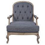 Кресло с пуфом с мягкой обивкой из льна Edward Armchair grey варинант исполнения - 1 | Loft Concept в Нижнем Новгороде