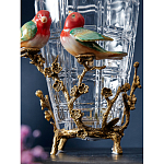 Ваза стеклянная прозрачная с бронзовым основанием в виде ветвей и фарфоровыми птичками Eden Garden варинант исполнения - 5 | Loft Concept в Нижнем Новгороде