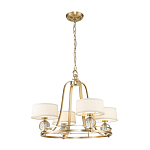 Люстра цвета латунь с 4-мя тканевыми абажурами и стеклянными шарами Quoizel варинант исполнения - 2 | Loft Concept в Нижнем Новгороде