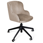 Стул с мягкой бежевой обивкой из велюра и подъемно-поворотным механизмом на черных колесиках Harper Beige варинант исполнения - 1 | Loft Concept в Нижнем Новгороде