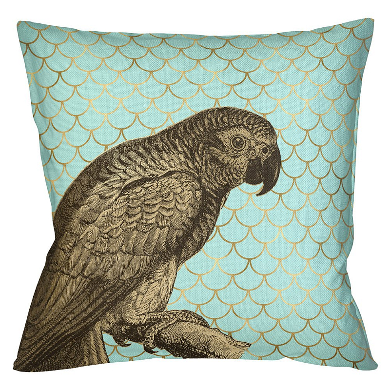 Подушка Safari light blue parrot Бирюзовый Глянцевое золото Подушка Safari light blue parrot Бирюзовый Глянцевое золото в Нижнем Новгороде | Loft Concept