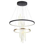 Люстра подвесная с 2-мя круглыми подвесами в черном и золотистом цвете и вертикальными подвесками Ring Horizontal варинант исполнения - 2 | Loft Concept в Нижнем Новгороде