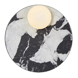 Бра круглое с каменным черно-белым основанием и плафоном из стекла Shaw Marble Lighting