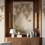 Обои с вышивкой ручной работы Deco Wisteria ﻿Midas colourway on Liso Pearl wool sateen варинант исполнения - 4 | Loft Concept в Нижнем Новгороде