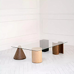 Дизайнерский журнальный стол с прозрачной столешницей и ножками в форме геометрических фигур Pytusin варинант исполнения - 1 | Loft Concept в Нижнем Новгороде