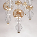 Люстра с плафонами из прозрачного и янтарного стекла в виде шаров и ромбов Gabriel Scott Luna варинант исполнения - 10 | Loft Concept в Нижнем Новгороде