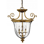 Люстра подвесная цвета латунь с прозрачным стеклянным плафоном и тремя лампами в классическом стиле на цепи Hinkley варинант исполнения - 1 | Loft Concept в Нижнем Новгороде