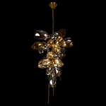 Люстра подвесная вытянутой формы с плафонами из стекла и металла с двумя вертикальными подвесками Gilded Mirage  варинант исполнения - 6 | Loft Concept в Нижнем Новгороде