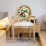 Стул с подлокотниками золотистый из бука с изображением птиц и цветов Blooming Red Birds варинант исполнения - 3 | Loft Concept в Нижнем Новгороде