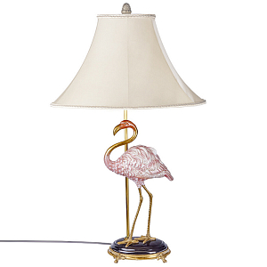 Настольная лампа с абажуром Розовый Фламинго Porcelain Flamingo Lamp