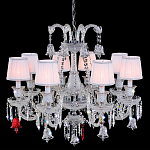 Люстра с 8-ю белыми текстильными абажурами и хрустальными подвесками Lustre Reverie варинант исполнения - 1 | Loft Concept в Нижнем Новгороде