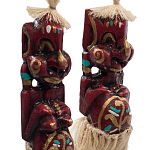 Комплект из 2-х деревянных статуэток Asmat Straw Headdress Statuettes Red Tattoo варинант исполнения - 3 | Loft Concept в Нижнем Новгороде