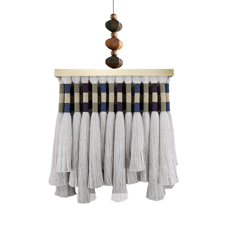 Люстра квадратная плетеная с бахромой Wicker Square Chandelier with Tassels Мульти Люстра квадратная плетеная с бахромой Wicker Square Chandelier with Tassels Мульти в Нижнем Новгороде | Loft Concept