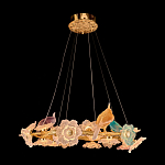 Люстра круглая на золотом каркасе с птичками и цветочным декором Miscellaneous herbs варинант исполнения - 1 | Loft Concept в Нижнем Новгороде
