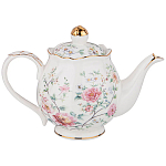 Чайник из фарфора белый с цветочным принтом Flower Porcelain Collection варинант исполнения - 1 | Loft Concept в Нижнем Новгороде