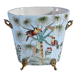 Кашпо из голубого фарфора с бронзовыми элементами Blue Garden варинант исполнения - 1 | Loft Concept в Нижнем Новгороде