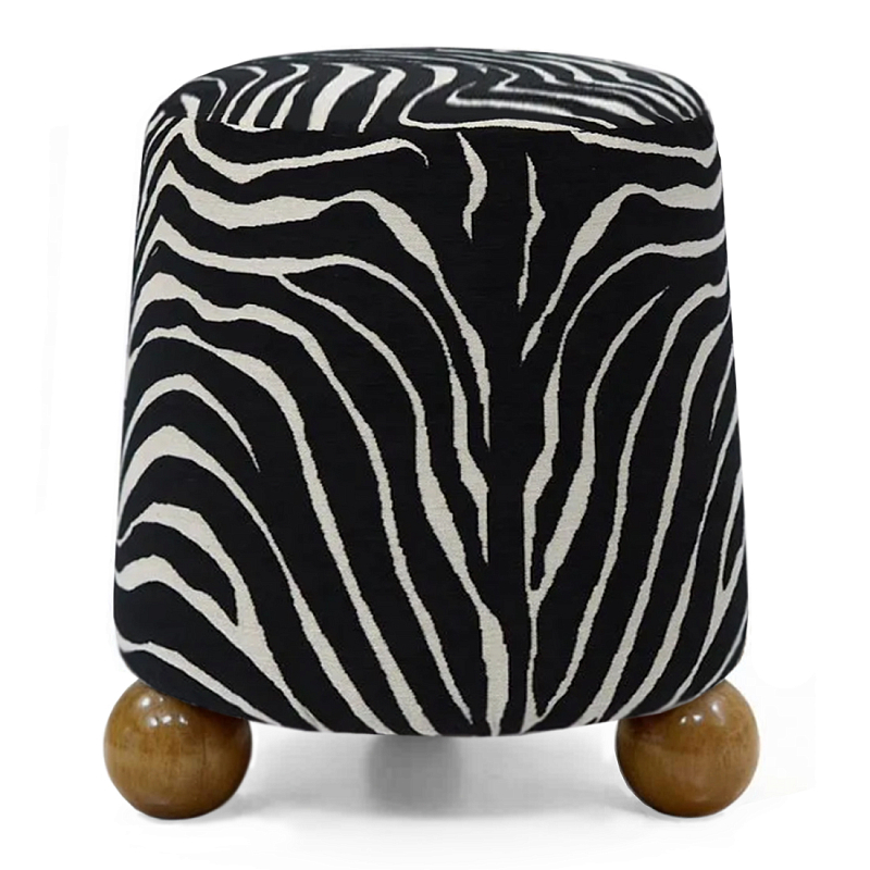 Пуф Wakonda обивка ZEBRA с Круглыми ножками  Черно-белый Коричневый в Нижнем Новгороде | Loft Concept 