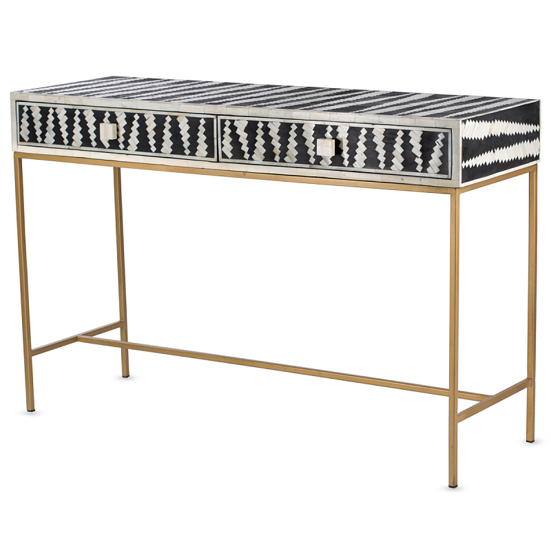 Консоль Mandika Bone Inlay Console ivory ( слоновая кость ) Черный Бронза в Нижнем Новгороде | Loft Concept 