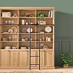 Книжный шкаф из массива сосны с металлической лестницей Burton Wood Cabinet варинант исполнения - 8 | Loft Concept в Нижнем Новгороде