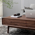 Кофейный стол из массива дерева с выдвижными ящиками Coffee Walnut Table варинант исполнения - 5 | Loft Concept в Нижнем Новгороде