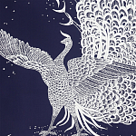 Обои ручная роспись в стиле Арт-деко Whistler Peacocks Special Colourway on Empire Blue dyed silk варинант исполнения - 2 | Loft Concept в Нижнем Новгороде