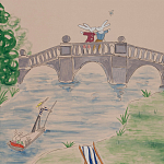 Обои ручная роспись Promenade Special Colourway on pink painted Xuan paper варинант исполнения - 1 | Loft Concept в Нижнем Новгороде