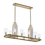 Люстра прямоугольная цвета латунь с прозрачными рифлеными цилиндрическими плафонами Kichler варинант исполнения - 2 | Loft Concept в Нижнем Новгороде