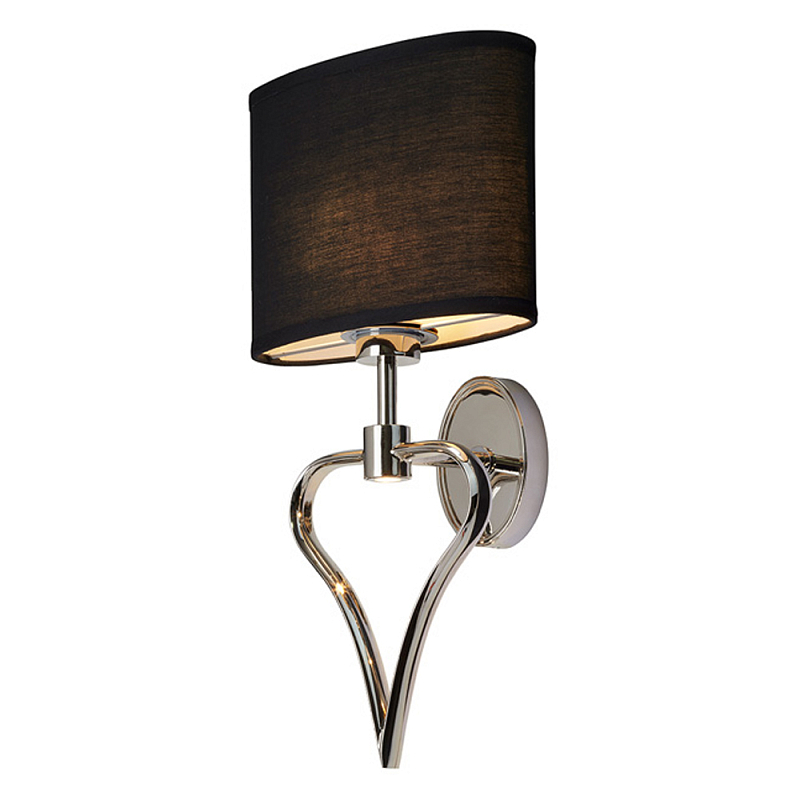Бра для ванных комнат с черным тканевым абажуром овальной формы и декоративной вставкой в форме сердца Elstead Lighting Черный Хром в Нижнем Новгороде | Loft Concept 