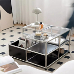 Дизайнерский журнальный стол квадратный с полками Akydy варинант исполнения - 1 | Loft Concept в Нижнем Новгороде