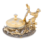 Икорница с декором "Емеля" с гравировкой на подставке из натурального камня Агат Decorative Cavair Dishes варинант исполнения - 3 | Loft Concept в Нижнем Новгороде