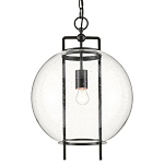 Подвесной светильник в форме шара из прозрачного стекла на линейном черном каркасе  Glass Ball with Seeds варинант исполнения - 2 | Loft Concept в Нижнем Новгороде