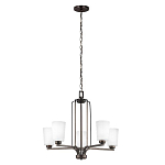 Люстра бронзового цвета с 5-ю матовыми стеклянными плафонами Generation Lighting варинант исполнения - 2 | Loft Concept в Нижнем Новгороде