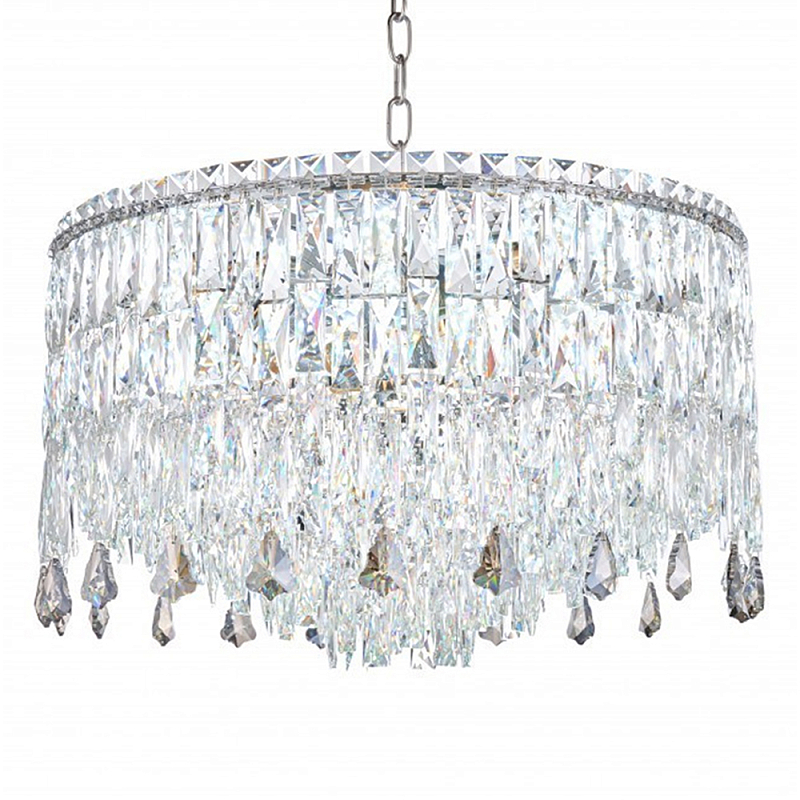 Люстра круглая с хрустальными подвесками на серебряном каркасе Roul Crystal Light Хром Прозрачный Люстра круглая с хрустальными подвесками на серебряном каркасе Roul Crystal Light Хром Прозрачный в Нижнем Новгороде | Loft Concept