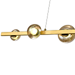 Люстра светодиодная линейная с 6-ю круглыми плафонами коньячного цвета Iona Chandelier Brass  варинант исполнения - 2 | Loft Concept в Нижнем Новгороде