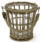 Кашпо стеклянное в плетёной корзине Timber варинант исполнения - 1 | Loft Concept в Нижнем Новгороде