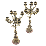 Подсвечники из бронзы на 10 свечей на подставке из камня креноид Stone Candlestick варинант исполнения - 2 | Loft Concept в Нижнем Новгороде