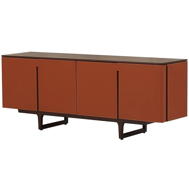 Комод с декором из кожи Orange Leather Chest of Drawers Оранжевый Коричневый в Нижнем Новгороде | Loft Concept 