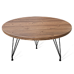 Стол журнальный c коричневой круглой столешницей на трех металлических ножках Charm Coffee Table варинант исполнения - 1 | Loft Concept в Нижнем Новгороде